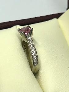 14k white gold pink tourmaline Diamond Ring - Photo 9