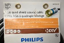 RG6 Quad shield coaxial cable 50ft F-type connector Brand New - Photo 2