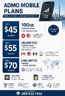Unlimited Canada, USA & International Mobile Plans | Starting$45