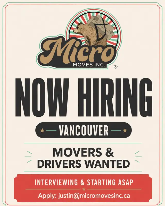 Movers & Drivers Wanted - Vancouver