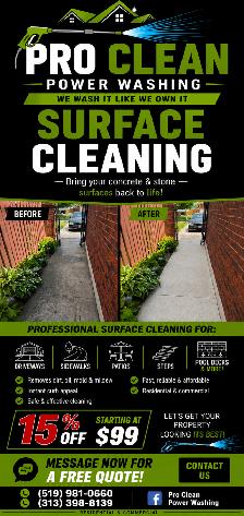 Concrete Surface Cleaning starting at $99