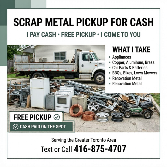 CASH PAID FOR SCRAP METAL – Free Pickup!