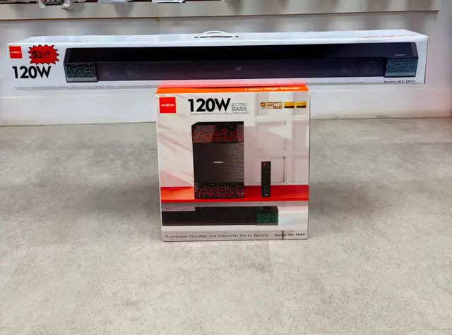 BRAND NEW 'MOXOM' SOUNDBAR WITH SUBWOOFER