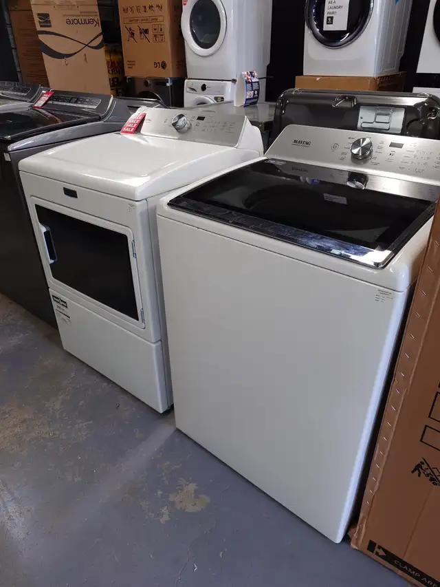 Maytag '27' White Top Load Commercial Washer / Dryer Set on Sale