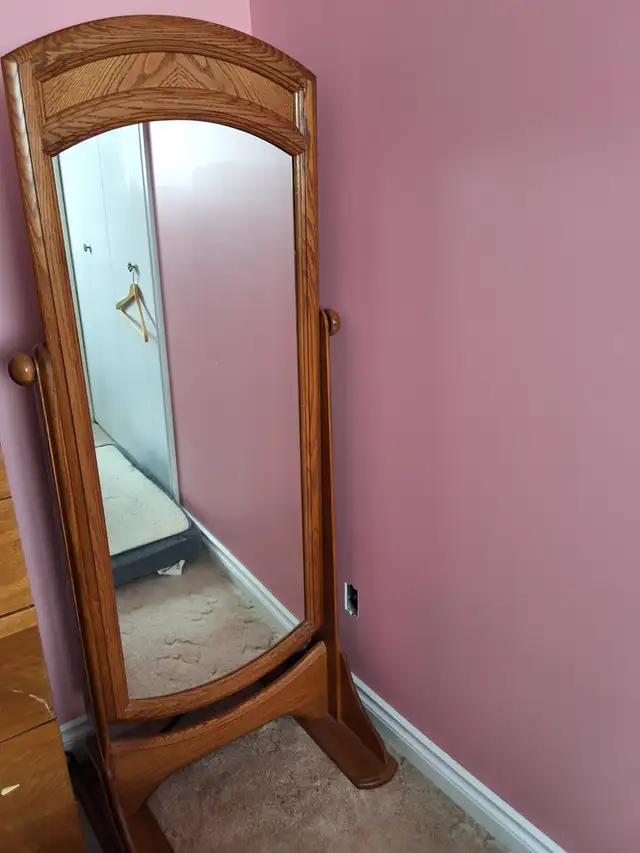 Full Length Cheval Solid Oak Mirror