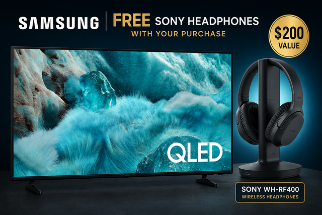 Samsung 50' QLED 4K Smart TV (2025)   FREE Sony WH-RF400 Wireles