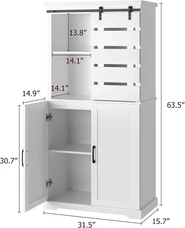 Brand New 63.5' White Kitchen Pantry Cabinet Special $199