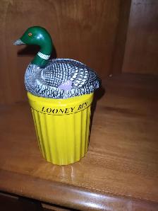 Piggy bank 'Looney bin' and plastic antique piggybank
