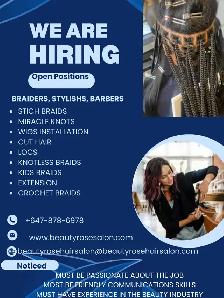 We are hiring! Braider,Loctician, salon assistant