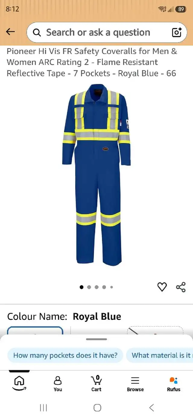 Blue FR coveralls size 46