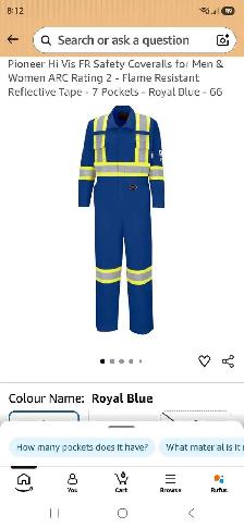 Blue FR coveralls size 46