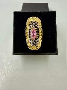 Women's Large 14K Gold Ring with Pink Topaz~Size 9