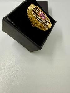 Women's Large 14K Gold Ring with Pink Topaz~Size 9 - Photo 2
