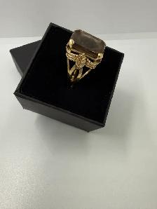 Vintage Women's 10K Gold Ring w a Smokey Quartz Cameo~Size  5.5 - Photo 3