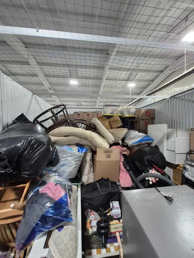 entire home packed in a storage unit