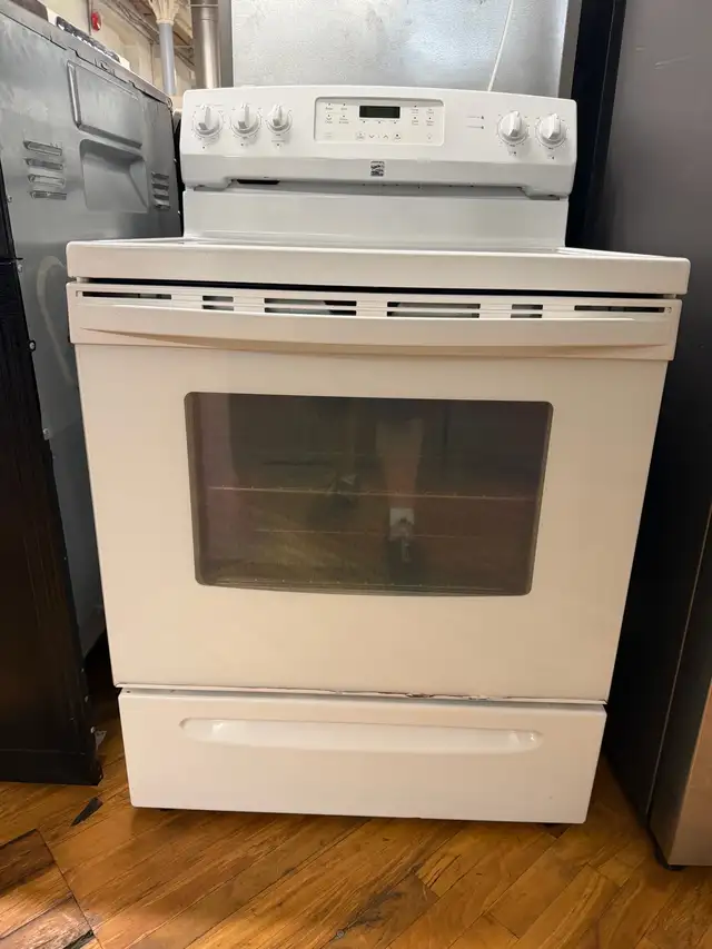 White Kenmore glass top stove