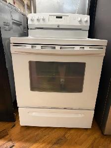 White Kenmore glass top stove