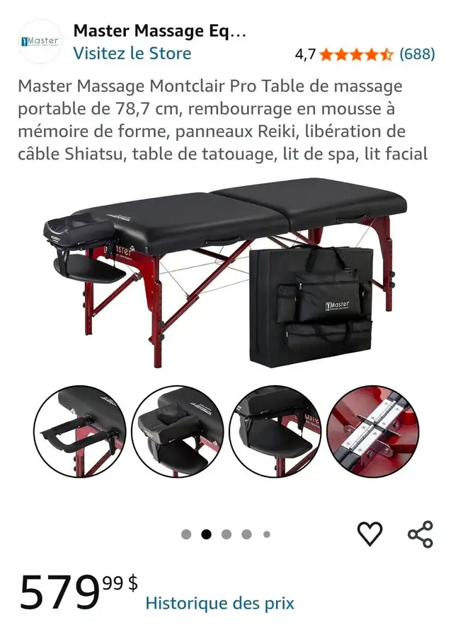 Table de massage Master 'Montclair' – 31 po