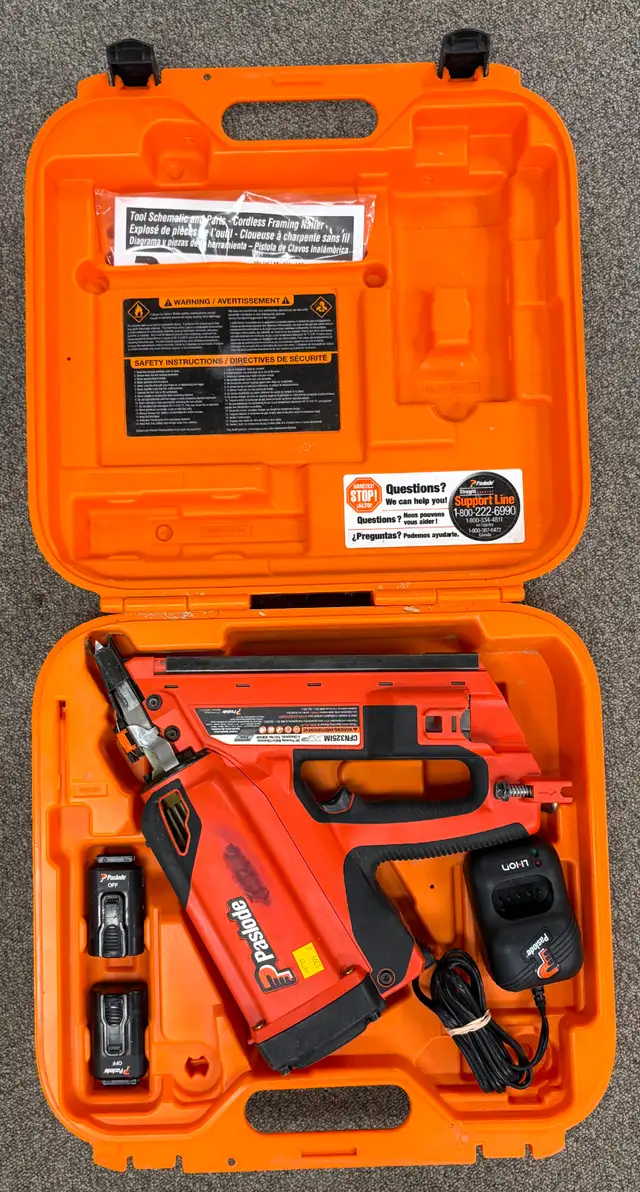 Cordless Paslode CFN325 Framing Nailer /w 2 Batteries & Charger