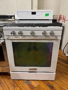 kitchenAid white five burner gas stove