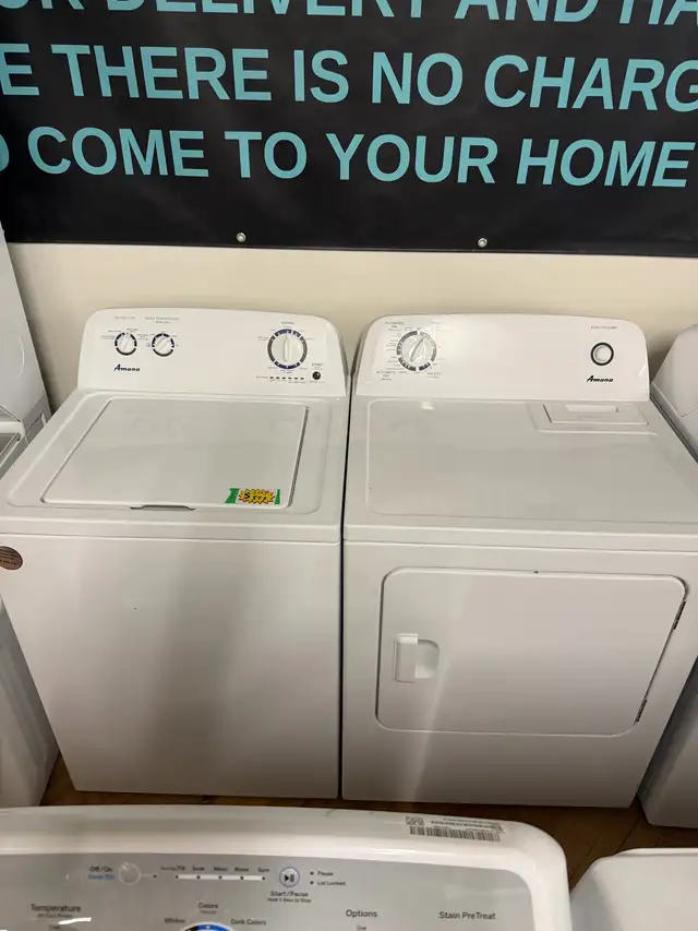 Amana White top loader and dryer set