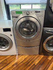 Whirlpool duet grey washer on pedestal
