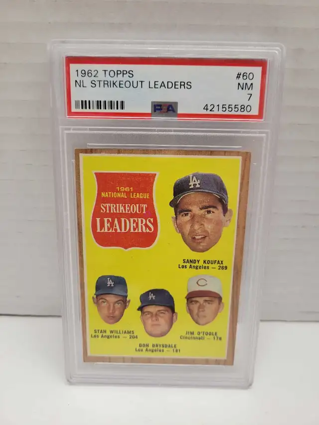 Topps 1962 National League Strikeout Leaders MLB card PSA 7