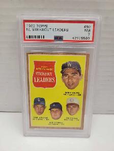Topps 1962 National League Strikeout Leaders MLB card PSA 7