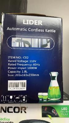 Kettle - LIDER Automatic Cordless 1.8L 110V 60Hz 1000W - Sliver. - Photo 2