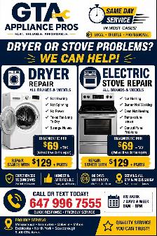 GTA Appliance Pros - ELECTRIC STOVE / DRYER