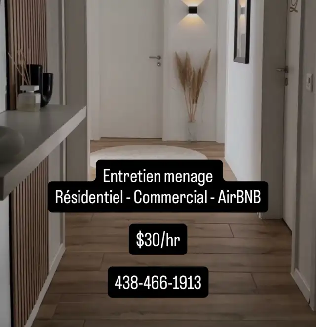 femme de menage / cleaning lady $30/hr