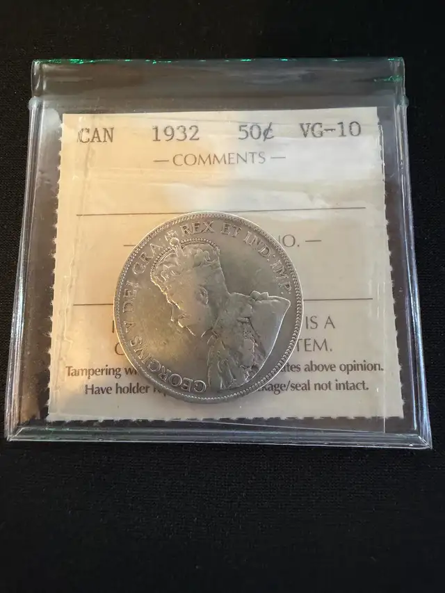1932 Canada Silver Half Dollar ICCS VG-10