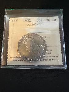 1932 Canada Silver Half Dollar ICCS VG-10