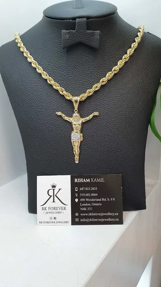 10 yellow gold chain & pendant #430_7