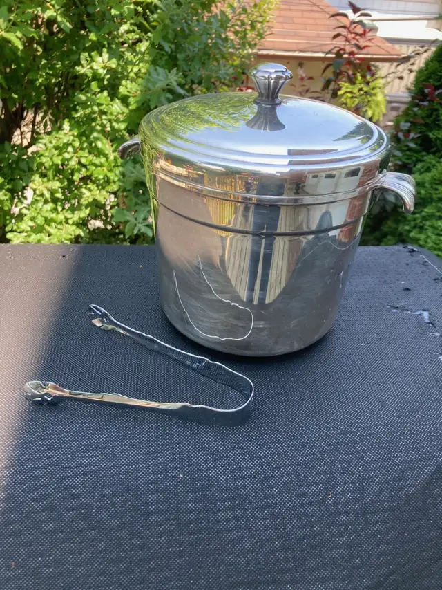 Vintage Silver Plate Ice Bucket with Plastic Insert Liner