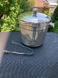 Vintage Silver Plate Ice Bucket with Plastic Insert Liner