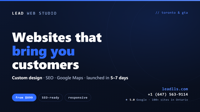 Custom Website Design in Toronto & GTA — from $899