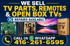 TV Parts Remotes and Open Box TVs, Repairs