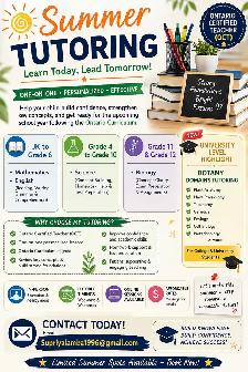 Female certified teacher|Summer Tutoring | JK–Unive