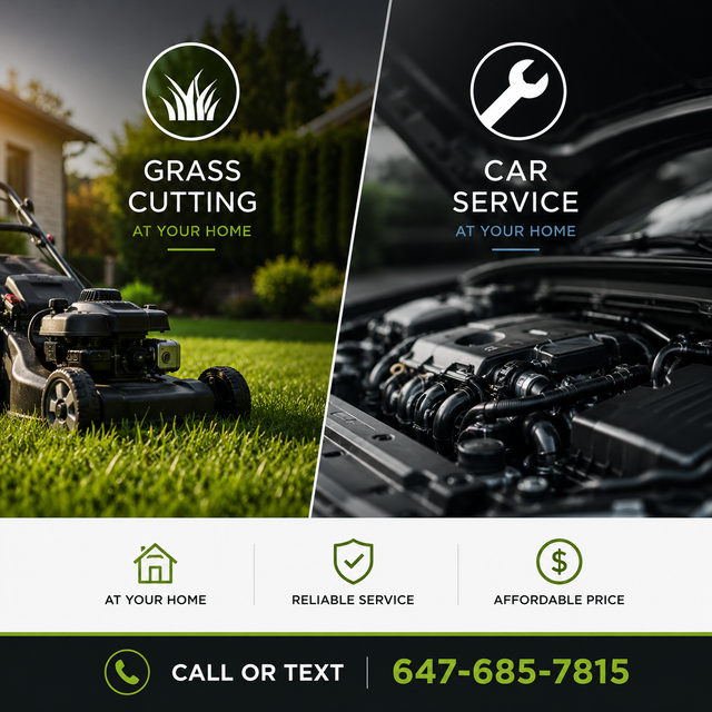 Grass cutting and basic car service at your home.