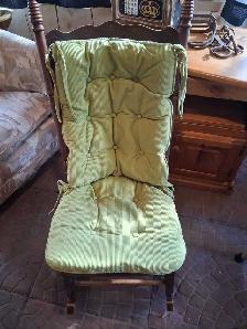 Antique Solid Wood Rocking Chair with Cushion - Photo 2