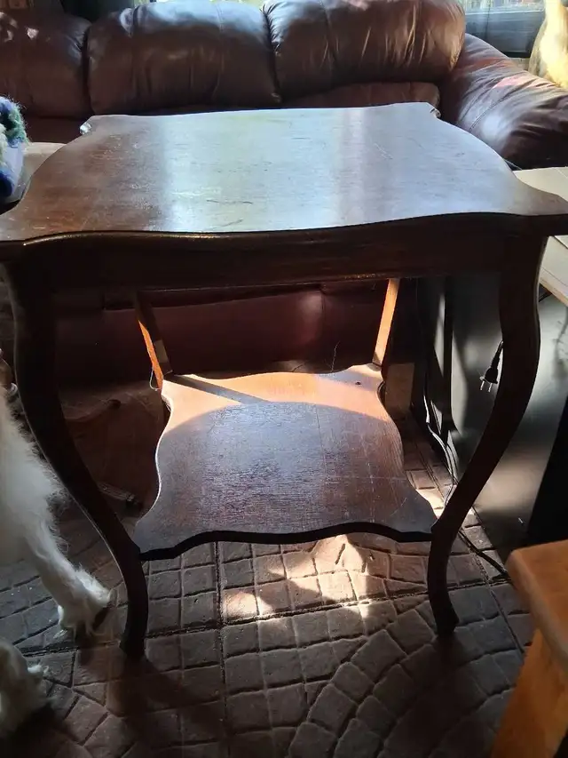 Antique Tiger Oak Side Table Solid Wood bBeautiful Grain