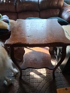 Antique Tiger Oak Side Table Solid Wood bBeautiful Grain - Photo 3