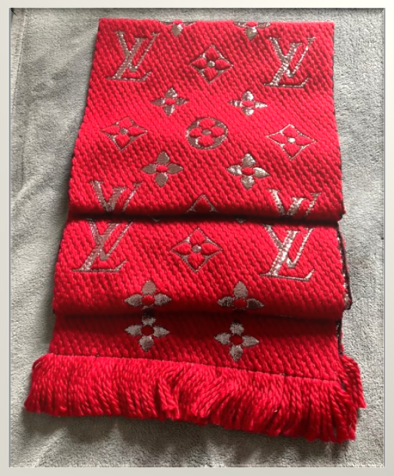 LV Monogram Logomania Wool Scarf (12.5 x 37'). #1A