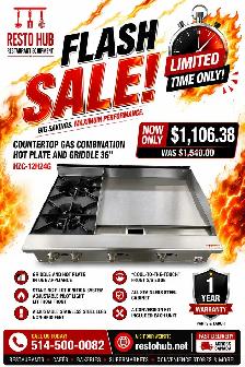 Hot Zone Countertop Gas Combination Hot Plate and griddle 36
