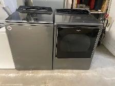 Laveuse sécheuse top load grise grande capacité Whirlpool