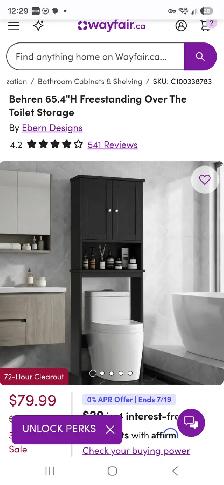 New Over the Toilet storage unit
