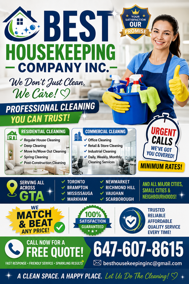 House Cleaning & Commercial Cleaning in GTA-Toronto Best Prices