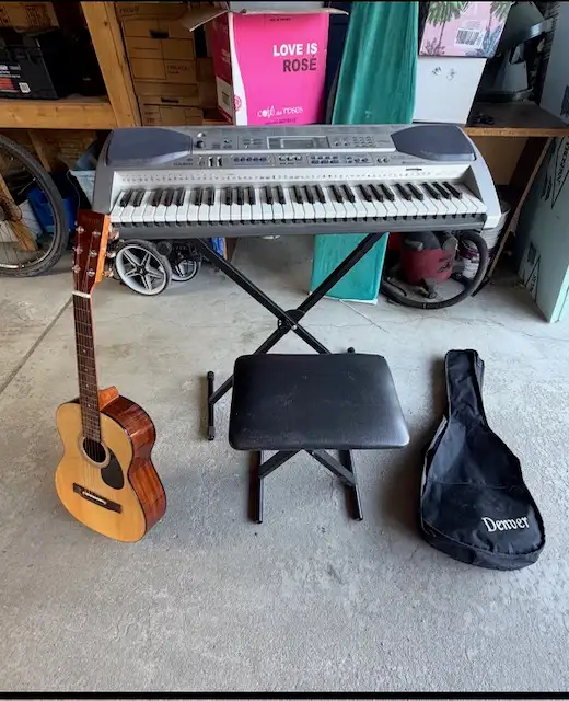 Youth guitar and electric keyboard