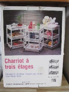 CHARRIOT 3 PANIERS NEUF SUR ROULETTES